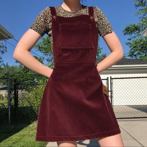 Maroon Corduroy Overall Dress
